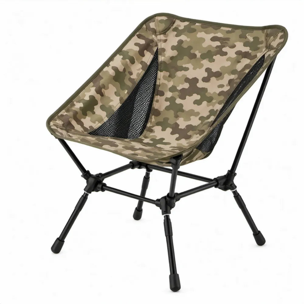 Inklapbare kuipstoel 54 x 50 x 65 cm camouflagegroen, beige, bruin en zwart