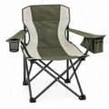 Inklapbare campingstoel met armleuningen, bekerhouder en zijvak Groen/Beige/Zwart 90 x 60 x 60 cm