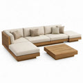 Modulaire tuinlounge met salontafel, 320 x 220 x 70 cm, beige, bruin en taupe