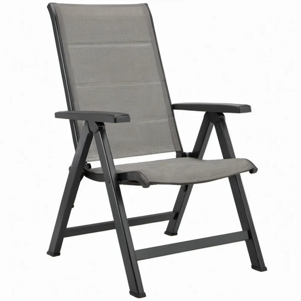 Inklapbare tuinstoel met armleuningen, grijs/zwart, 55 x 65 x 108 cm