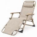 Inklapbare verstelbare beige relaxstoel met hoofdsteun, 178 x 63 x 95 cm