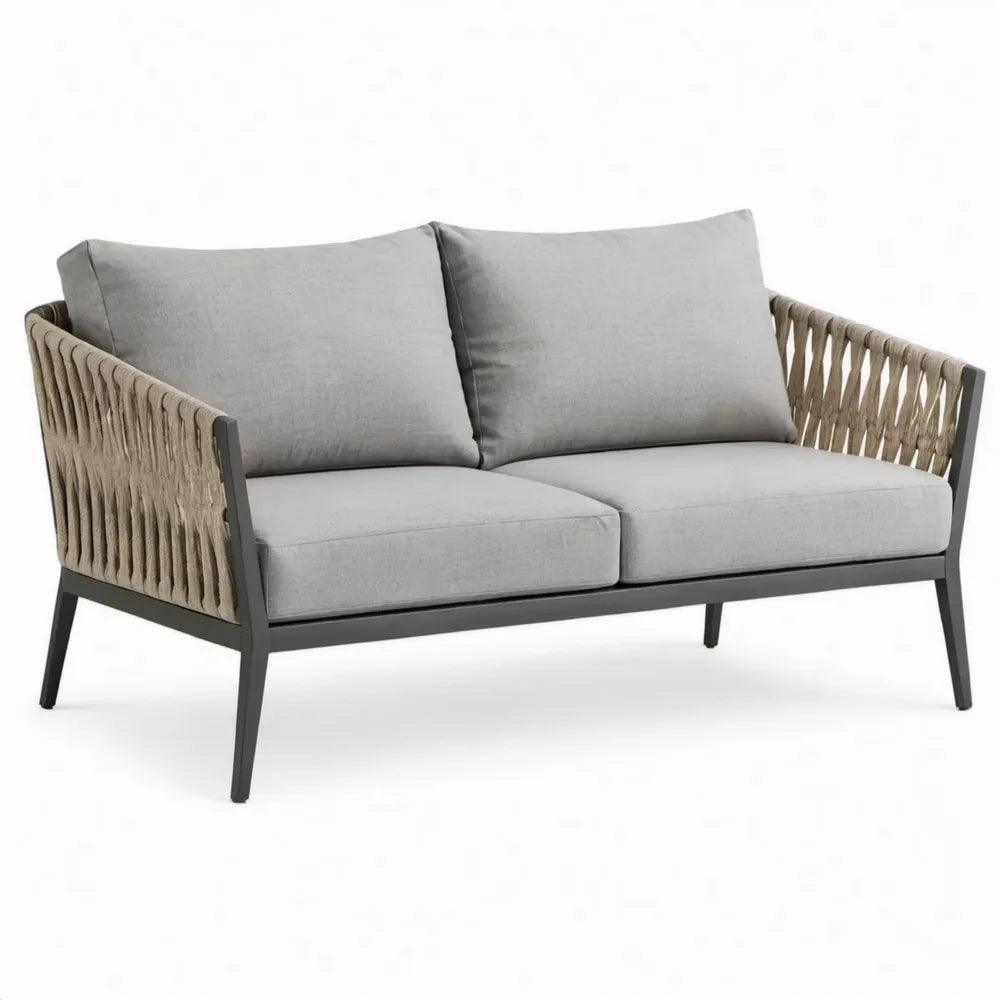 Loungesofa voor 2 personen 150 x 75 x 75 cm – Grijs, Taupe en Zwart