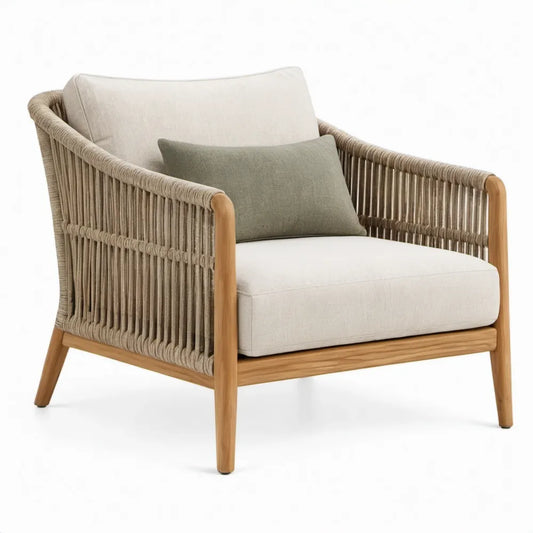 Tuinfauteuil met kussens 78 x 82 x 78 cm naturel, taupe, gebroken wit en olijfgroen